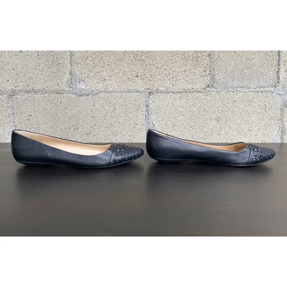 BCBGeneration - Zeleni Black Studded Leather Flats - size 7.5 B - Picture 5 of 12
